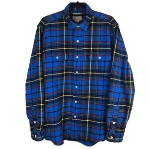 Polo Ralph Lauren Tartan Plaid Blue Check Flannel Thick Shirt Overshirt Men’s XL